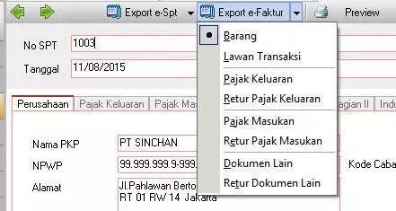 expor impor e-faktur